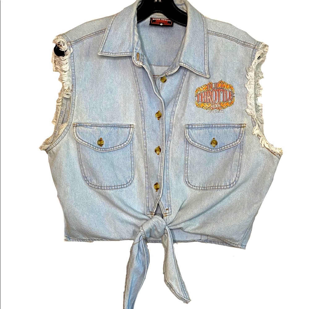 Biker Design Front Tie Biker Vest